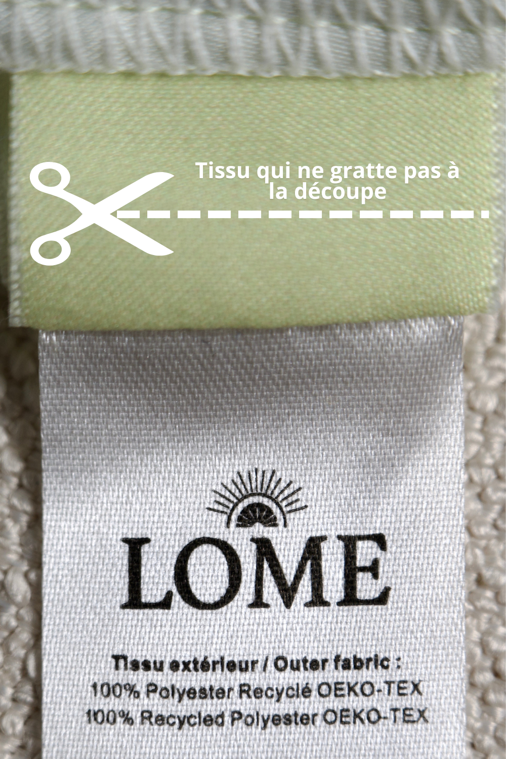 Etiquette facile  découper. qui ne gratte et n'irrite pas.